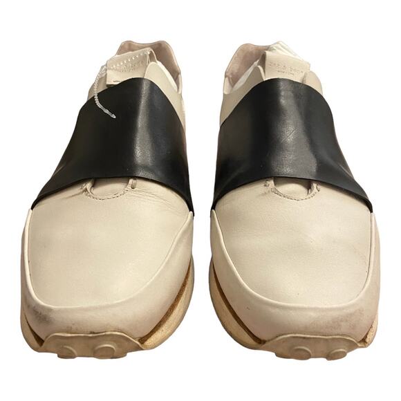Rag & Bone Dylan Elastic Runner Sneaker Shoes Slip On Leather White Black Sz 9.5 - Picture 6 of 12